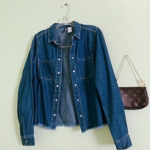 Cropped Denim Jean Overshirt Jacket
